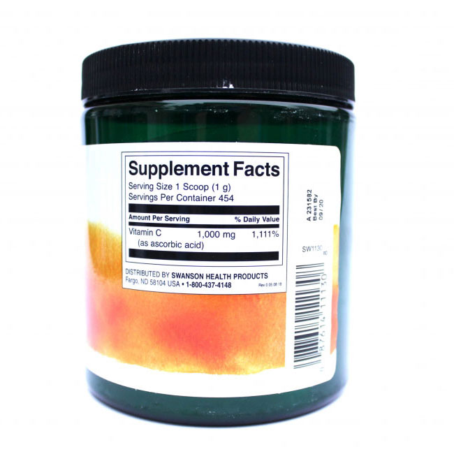 Swansonvitamins.bg 100 % Чист Витамин Ц на Прах 454 гр. на прах 1 гр