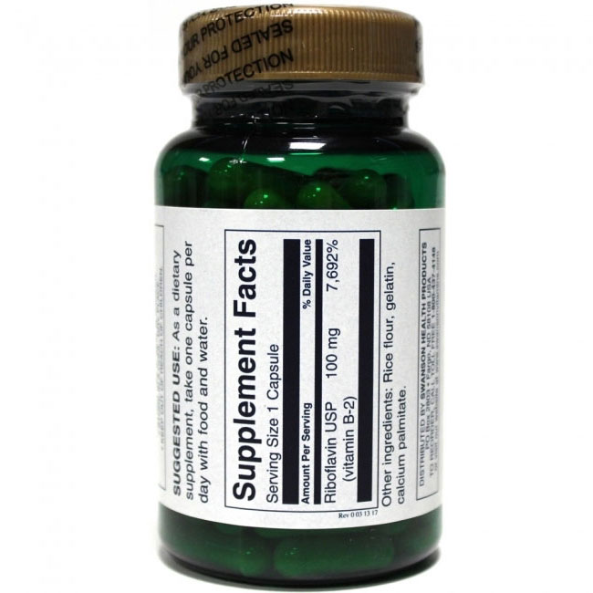 Swansonvitamins.bg Витамин Б-2 (Рибофлавин) 100 капсули 100 мг