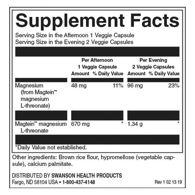Swansonvitamins.bg Магнезиев Л-Треонат 90 веге капсули 718 мг